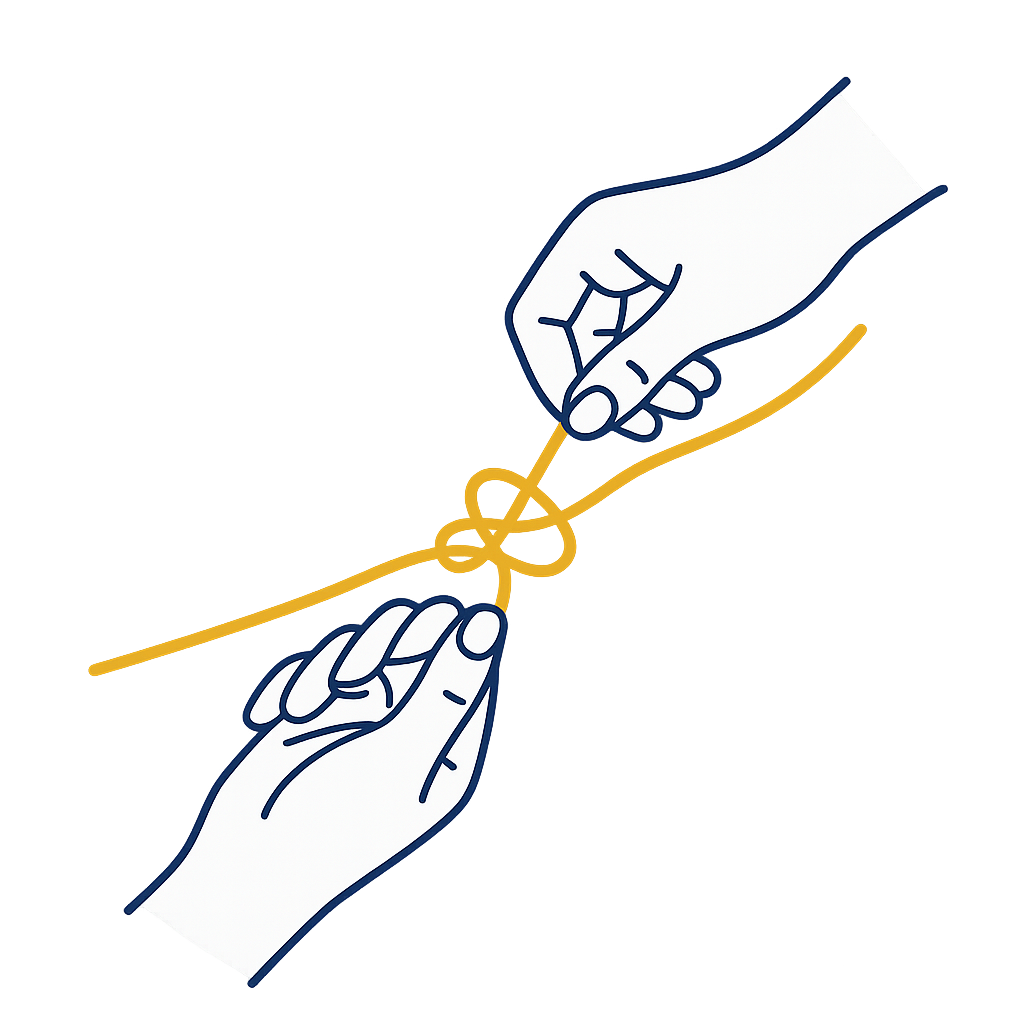 Two hands working together to tie a delicate, intricate knot in a spaghetti.