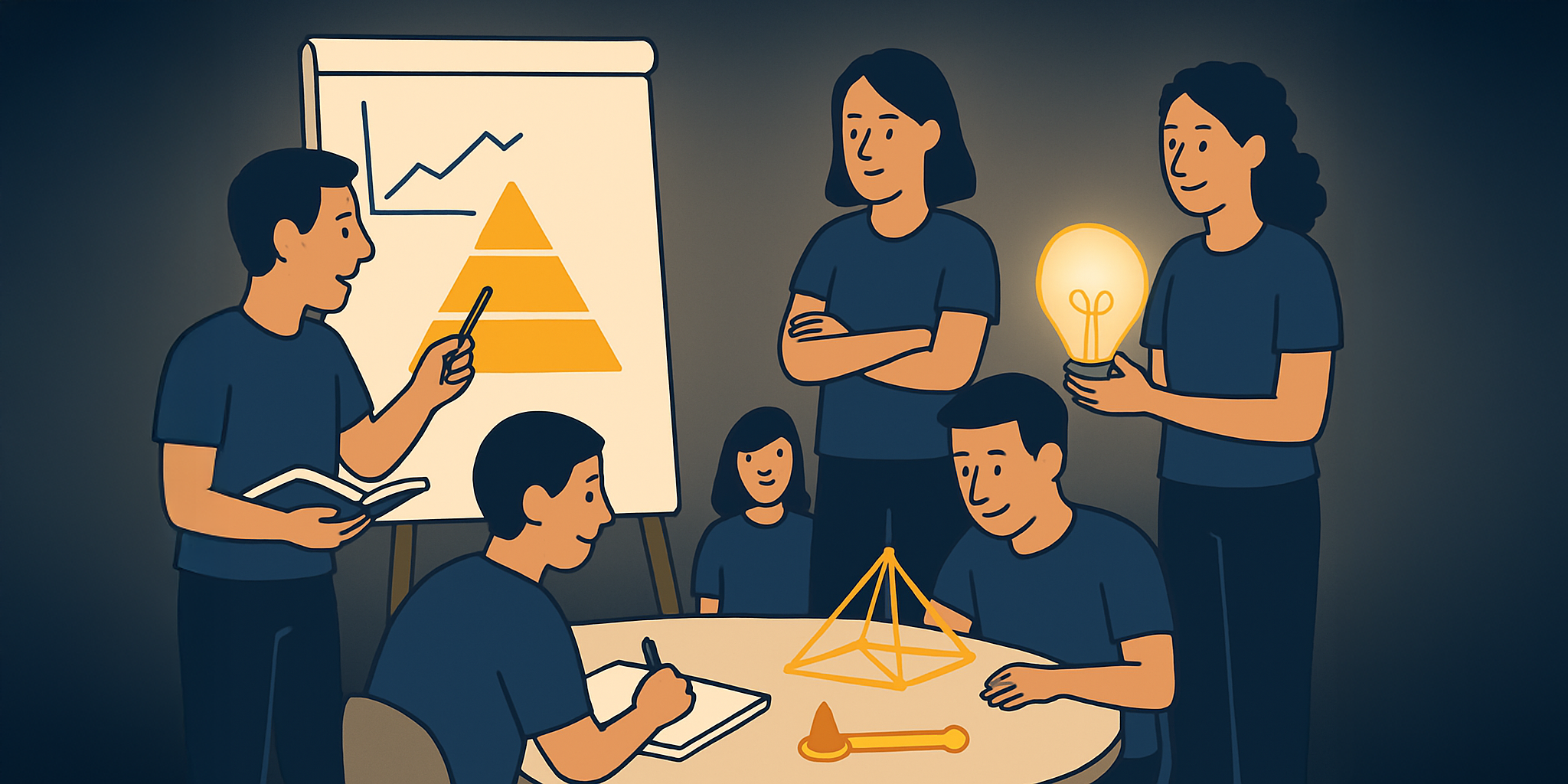 A team engaged in an immersive Umami Lab Day: participants using creative building blocks and a whiteboard for hands-on experimentation and skill-building.